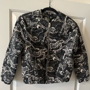 H&M Black and White Jaguar Animal Print Bomber Jacket Size 2